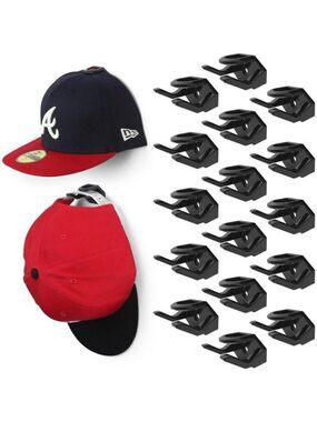 Hat Hooks for Wall 16 Pack Adhesive Hat Rack Baseball Cap Display Organizer
